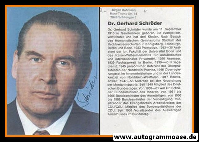 Autogramm Politik | CDU | Gerhard SCHRÖDER | 1970er (Lebenslauf)