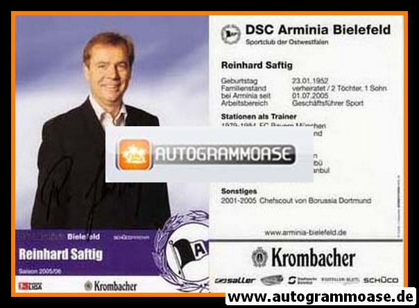 Autogramm Fussball | DSC Arminia Bielefeld | 2005 | Reinhard SAFTIG