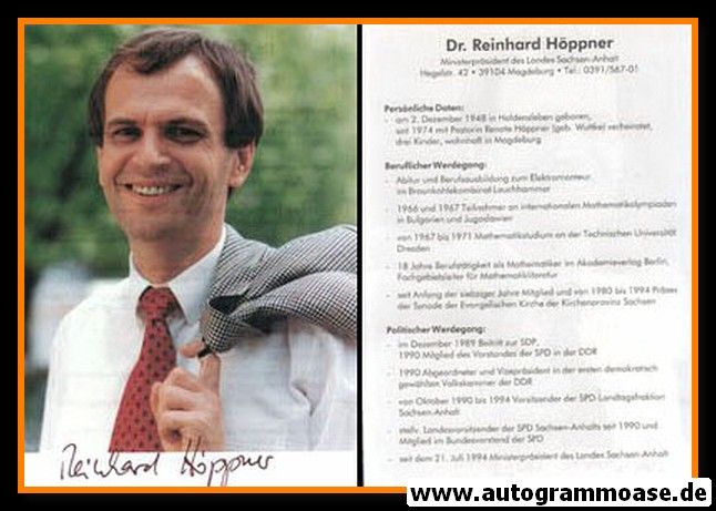 Autogramm Politik | SPD | Reinhard HÖPPNER | 1990er (Lebenslauf)