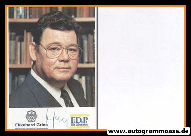 Autogramm Politik | FDP | Ekkehard GRIES | 1980er (Portrait Color) 2