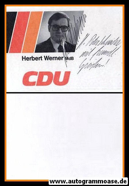 Autogramm Politik | CDU | Herbert WERNER | 1980er (Portrait SW) 