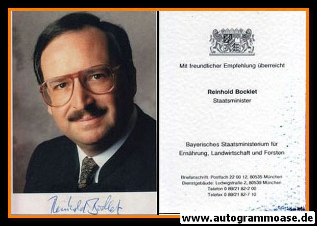 Autogramm Politik | CSU | Reinhold BOCKLET | 1980er (Portrait Color)