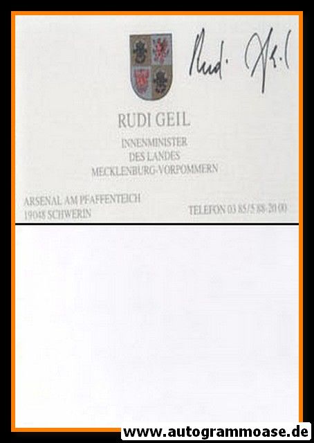 Autogramm Politik | CDU | Rudi GEIL (Visitenkarte)