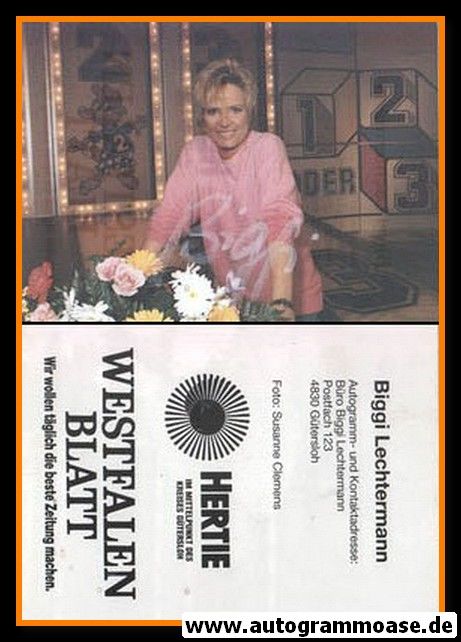 Autogramm TV | ZDF | Birgit LECHTERMANN | 1990er "1, 2 Oder 3"