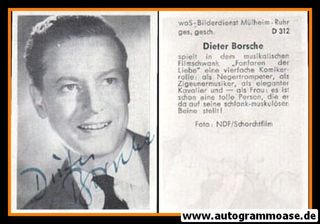 Autogramm Film | Dieter BORSCHE | 1951 "Fanfaren Der Liebe" (Portrait SW Sabi)