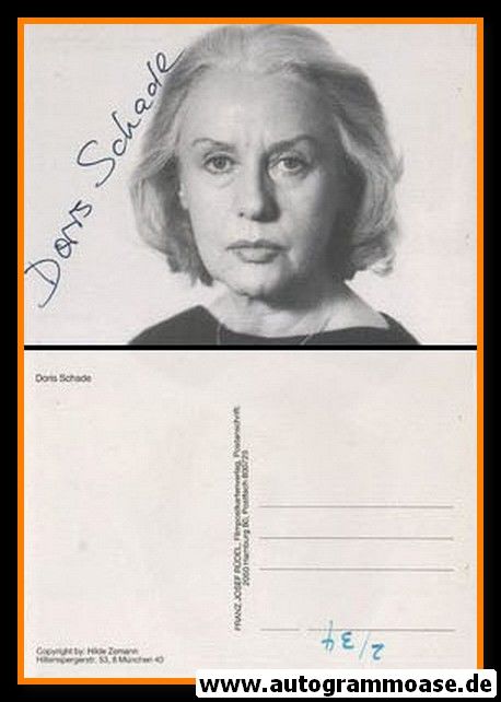 Autogramm Schauspieler | Doris SCHADE | 1980er (Portrait SW Rüdel) Zemann 1