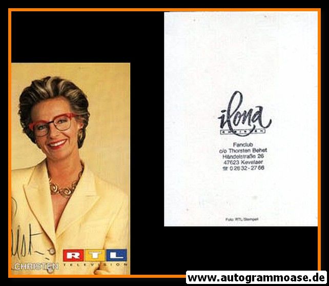 Autogramm TV | RTL | Ilona CHRISTEN | 1990er (Portrait Color)