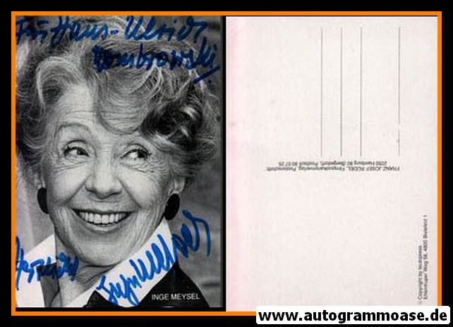Autogramm Schauspieler | Inge MEYSEL | 1980er (Portrait SW Rüdel) 2