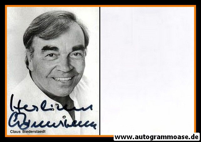 Autogramm Schauspieler | Claus BIEDERSTAEDT | 1980er (Portrait SW)