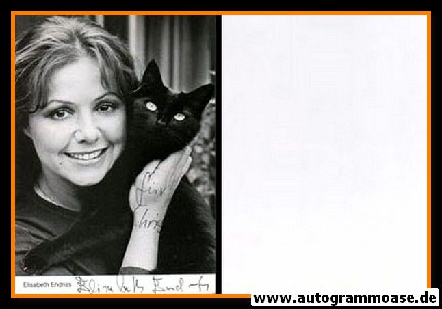 Autogramm Schauspieler | Elisabeth ENDRISS | 1980er (Portrait SW) mit Katze