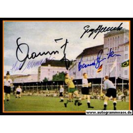 Autogramme Fussball | DFB | 1952 Foto | 4 AG (Ehrmann, Mauritz, Stollenwerk, Zeitler) Brasilien