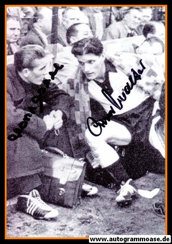 Autogramme Fussball | DFB | 1950er Foto | 2 AG (ECKEL + O. WALTER) Besprechung