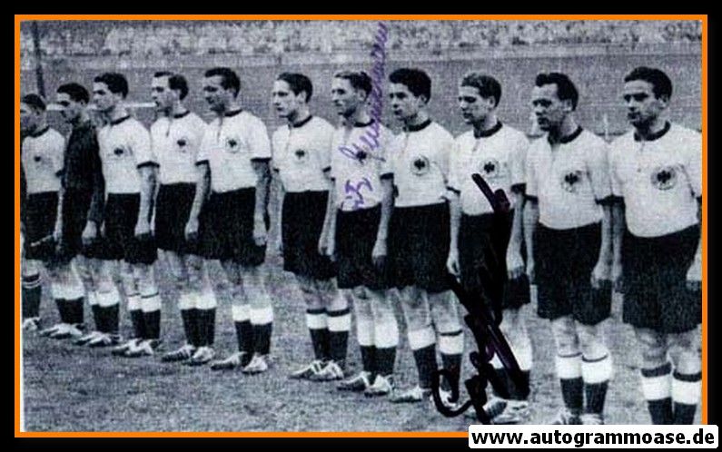 Mannschaftsfoto Fussball | DFB | 1953 + 2 AG (Semmelmann, Stollenwerk) Frankreich