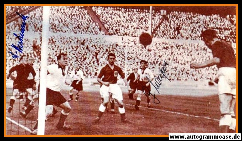 Autogramme Fussball | DFB | 1954 Foto | 2 AG (Harpers, Herkenrath) England