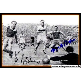 Autogramme Fussball | VfB Stuttgart | 1952 Foto | Spielszene SW + 4 AG (Saarbrücken)