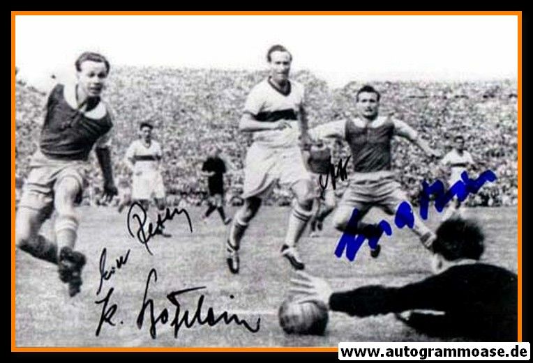 Autogramme Fussball | VfB Stuttgart | 1952 Foto | Spielszene SW + 4 AG (Saarbrücken)