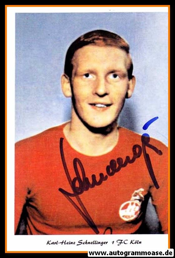 Autogramm Fussball | 1. FC Köln | 1960er Retro | Karl-Heinz SCHNELLINGER (Portrait Color) CLV