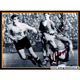 Autogramme Fussball | DFB | 1957 Foto | Heinz WEWERS + Horst SZYMANIAK (Spielszene Österreich)