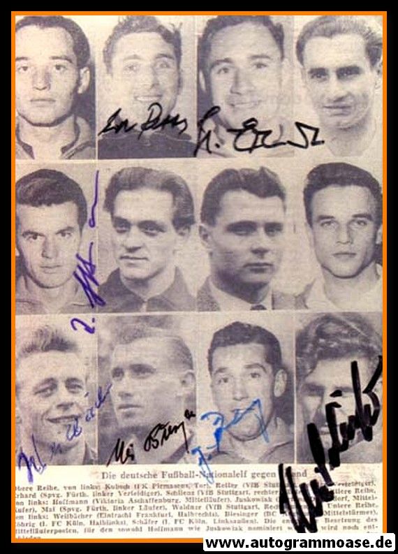 Autogramme Fussball | DFB | 1956 Foto + 7 AG (Collage Irland)