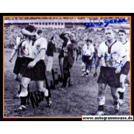 Autogramme Fussball | DFB | 1958 WM Foto | 3 AG (Eckel, Erhardt, Schäfer) Spielende SW