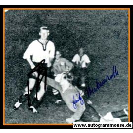 Autogramme Fussball | DFB | 1958 Foto | Fritz HERKENRATH + Günter JÄGER (Spielszene Dänemark)