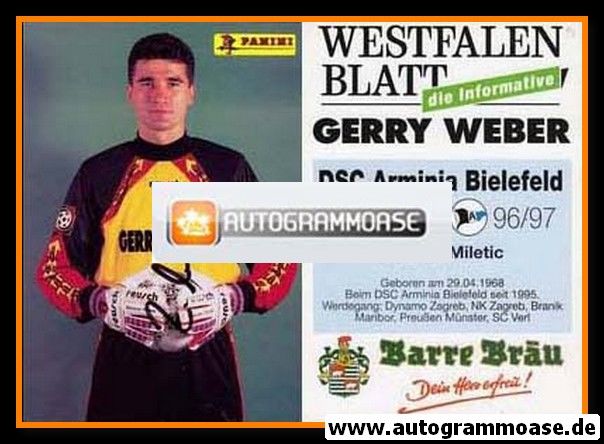 Autogramm Fussball | DSC Arminia Bielefeld | 1996 | Zdenko MILETIC