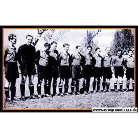 Mannschaftsfoto Fussball | 1. FC Nürnberg | 1951 + 4 AG (Mirsberger, Schaffer, Kallenborn, Vetter)