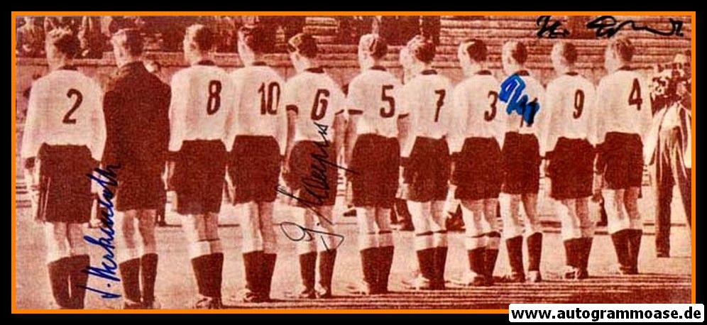 Mannschaftsfoto Fussball | DFB | 1954 + 4 AG (Erhardt, Harpers, Herkenrath, Pfaff) Portugal