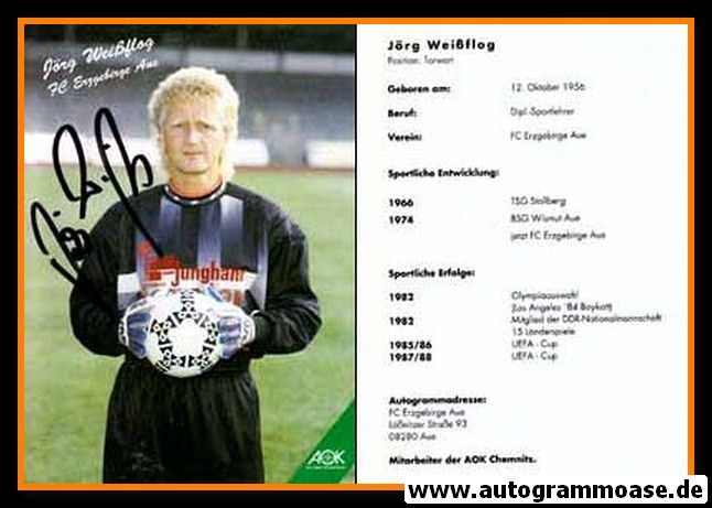 Autogramm Fussball | FC Erzgebirge Aue | 1980er | Jörg WEISSFLOG (AOK)