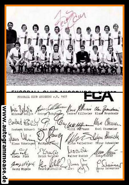 Mannschaftskarte Fussball | FC Augsburg | 1975 + AG Helmut HALLER