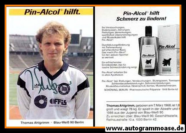 Autogramm Fussball | Blau-Weiss 90 Berlin | 1990 | Thomas AHLGRIMM