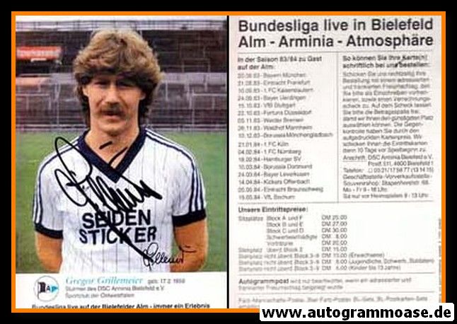 Autogramm Fussball | DSC Arminia Bielefeld | 1983 | Gregor GRILLEMEIER