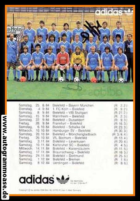 Mannschaftskarte Fussball | DSC Arminia Bielefeld | 1984 Adidas + 4 AG