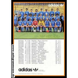 Mannschaftskarte Fussball | DSC Arminia Bielefeld | 1984 Adidas