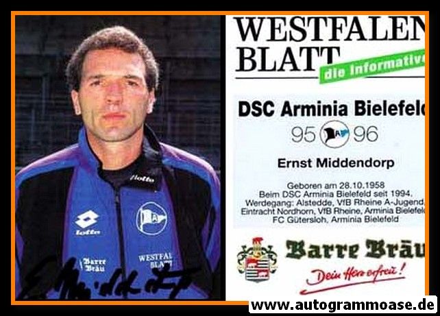Autogramm Fussball | DSC Arminia Bielefeld | 1995 | Ernst MIDDENDORP