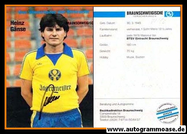 Autogramm Fussball | Eintracht Braunschweig | 1981 | Heinz GÄNSE