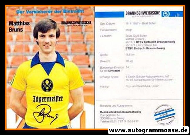 Autogramm Fussball | Eintracht Braunschweig | 1981 | Matthias BRUNS