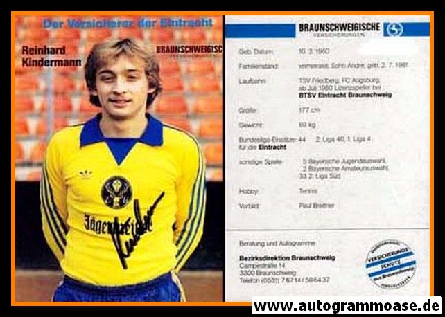 Autogramm Fussball | Eintracht Braunschweig | 1981 | Reinhard KINDERMANN