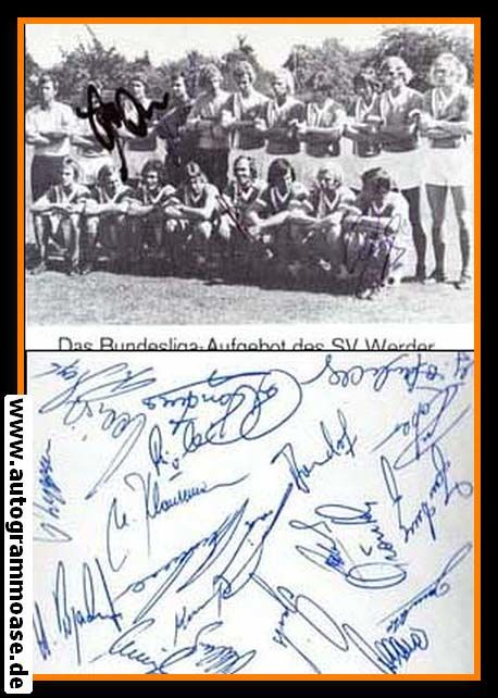 Mannschaftskarte Fussball | SV Werder Bremen | 1974 + 3 AG + Druck-AG komplett