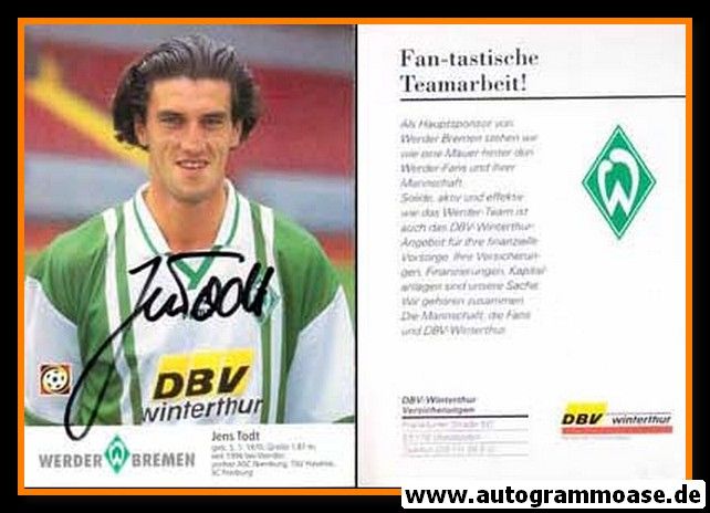 Autogramm Fussball | SV Werder Bremen | 1996 | Jens TODT