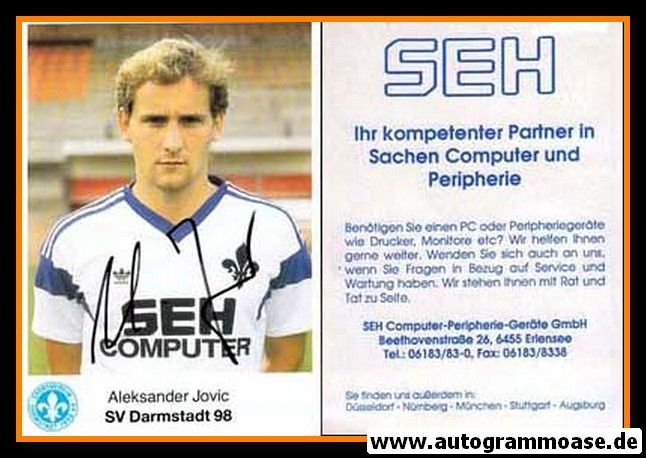 Autogramm Fussball | SV Darmstadt 98 | 1989 | Aleksander JOVIC