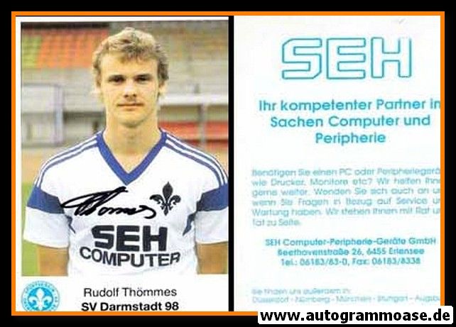 Autogramm Fussball | SV Darmstadt 98 | 1989 | Rudolf THÖMMES