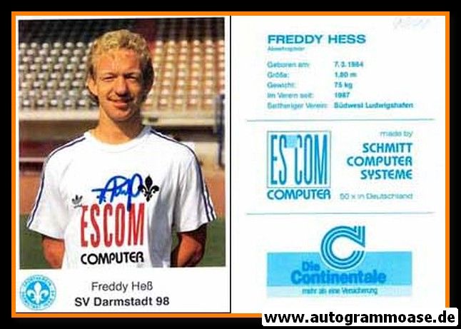 Autogramm Fussball | SV Darmstadt 98 | 1990 | Freddy HESS