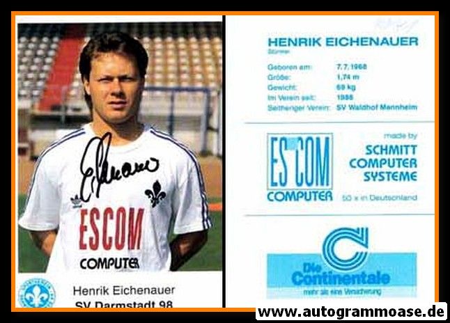 Autogramm Fussball | SV Darmstadt 98 | 1990 | Henrik EICHENAUER