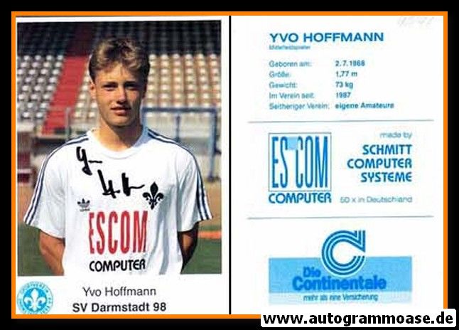 Autogramm Fussball | SV Darmstadt 98 | 1990 | Yvo HOFFMANN