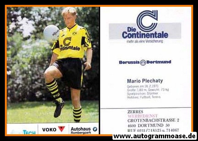 Autogrammkarte Fussball | Borussia Dortmund | 1991 Ball | Mario PLECHATY 