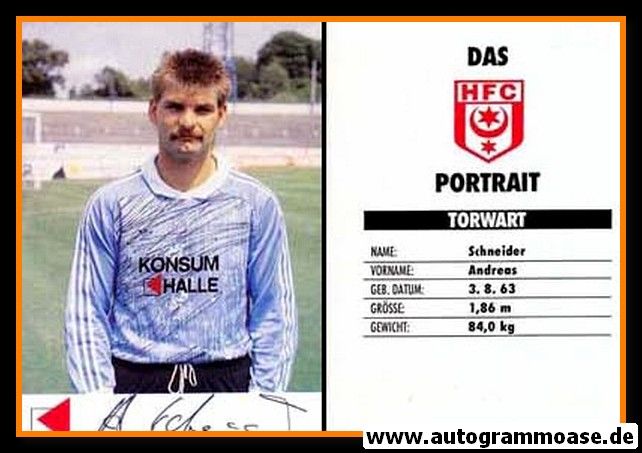 Autogramm Fussball | Hallescher FC | 1991 | Andreas SCHNEIDER