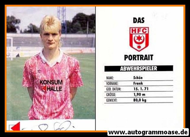 Autogramm Fussball | Hallescher FC | 1991 | Frank SCHÖN