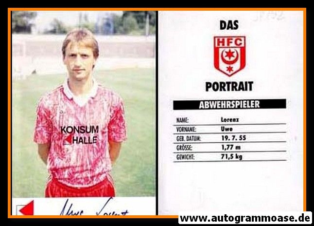 Autogramm Fussball | Hallescher FC | 1991 | Uwe LORENZ