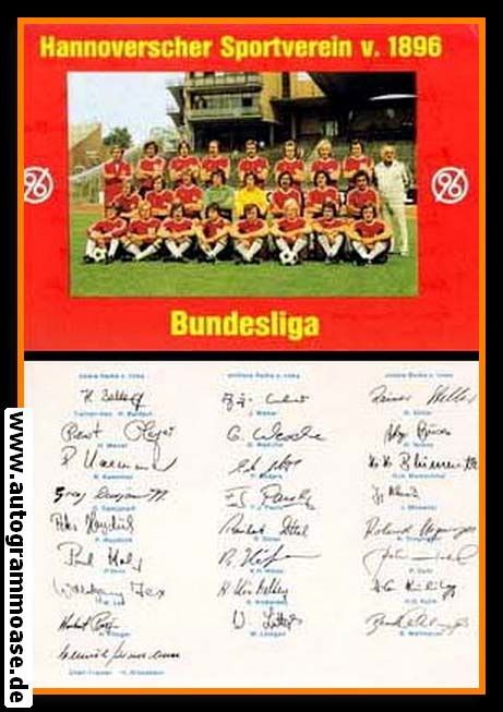 Mannschaftskarte Fussball | Hannover 96 | 1976 Druck + 20 AG